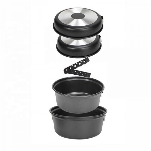 Quality Black Outdoor Cookware Set Unbreakable For Camping With Handle for sale