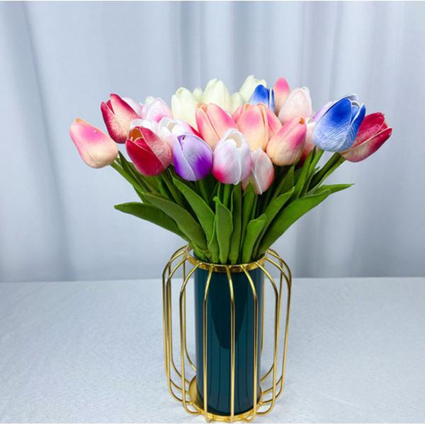 Quality Indoor Faux Single Branch Pvc Soft Feeling Plastic Artificial Real Touch Tulip Flowers for sale