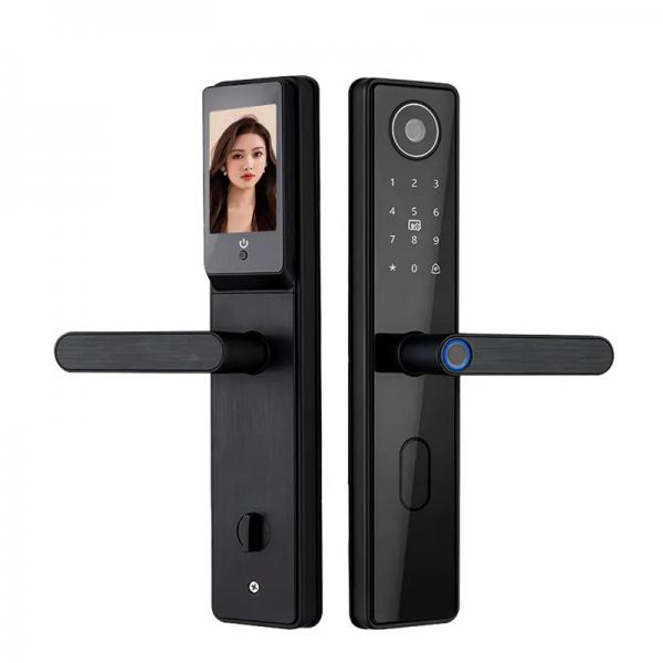 Quality Smart Digital Door Handle Lock Fingerprint Handle Lock Peephole Camera Tuya App for sale