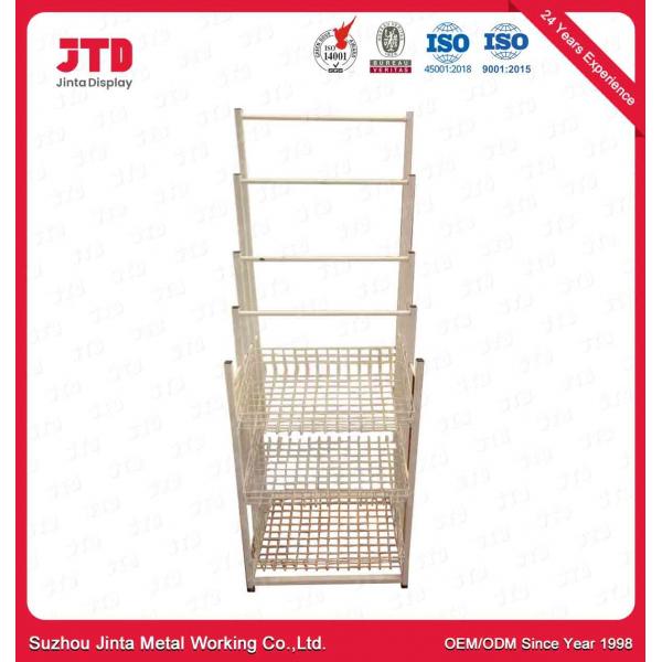 Quality 50kgs Wire Display Shelving 1.3m 1.8m Wire Storage Racks With Wheels for sale