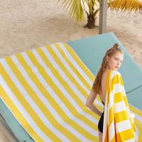 China Eco Friendly Sandless Microfibre Yellow Striped Beach Towel With Logo factory