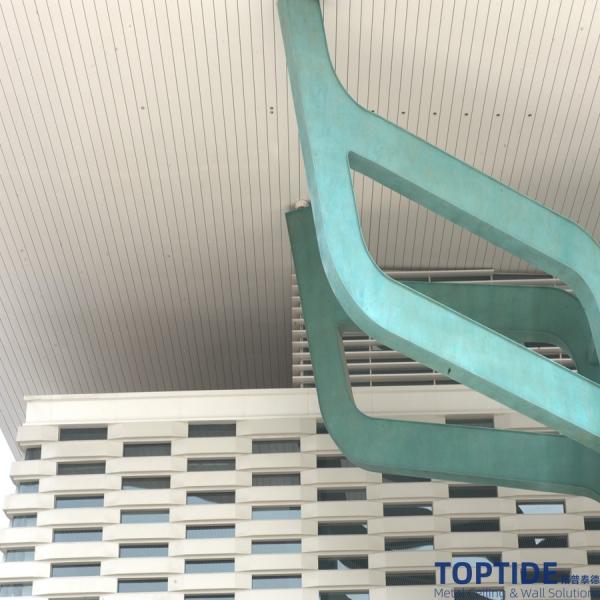 Quality Windproof Aluminium Eaves Linear Strip Ceiling White PVDF Exterior Suspending for sale