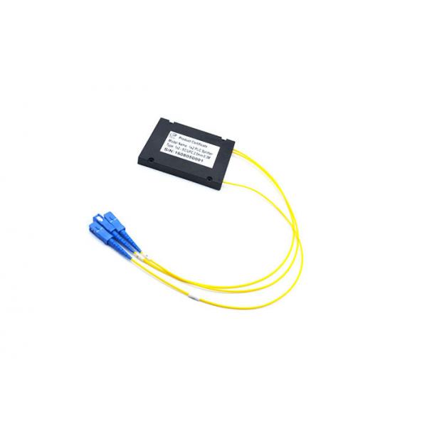 Quality Plastic ABS Box Plc Splitter Black , FTTB 1X2 PLC Splitter With 2M / 3M Cable for sale