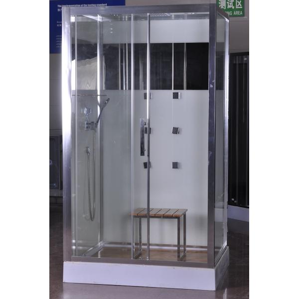 Quality 1200x800x2150mm Rectangular Shower Cabins With Bamboo Seat for sale