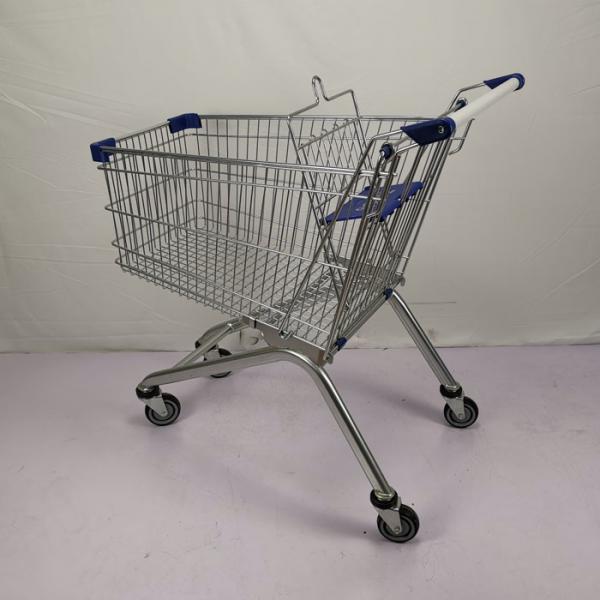 Quality 125L Zinc Powder Coating Metal Shopping Trolley Supermarket Shopping Cart for sale