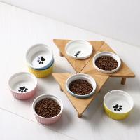China Anti Corrosion Elevated Ceramic Cat Bowls , Ceramic Dog Feeding Bowls With Wood Frame factory