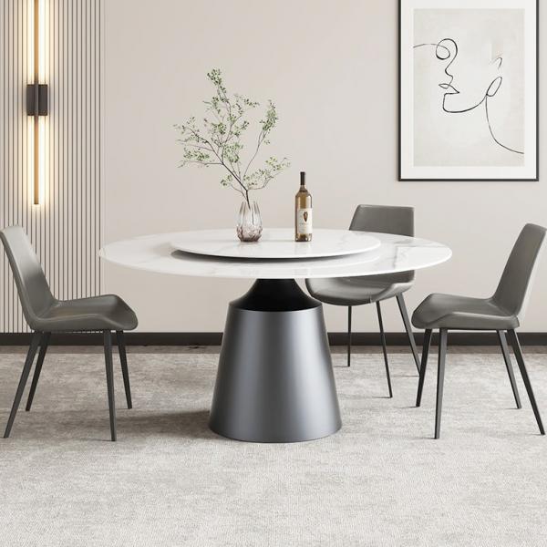 Quality Polished Marble Round Dining Room Tables With Stainless Steel Legs for sale