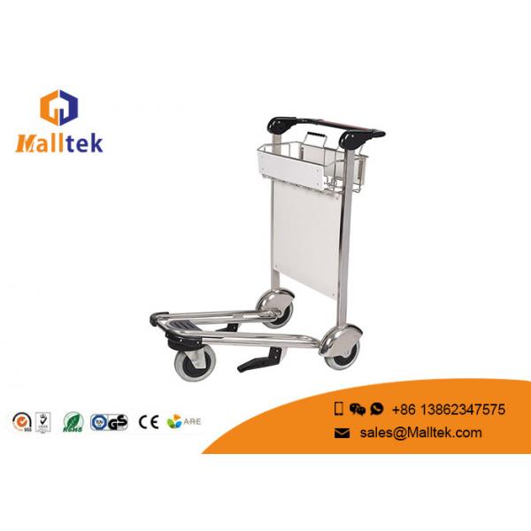 Quality Rubber Wheel Airport Luggage Trolley Stainless Steel Luggage Trolley With Hand for sale