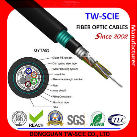 Quality 36 Cores ofc Armoured Cable Direct Burial Loose Tube Fiber Optic Cable GYTA53 PBT Outer Sheath Highly Durable for sale