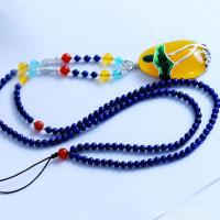 China Natural Lapis Lazuli Strand Necklace with Silver Enamel Yellow Chalcedony Pendant(XH057271W) factory