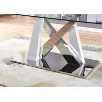 China High End Electroplating Temperd Glass 150cm Stainless Steel Leg Dining Table for sale