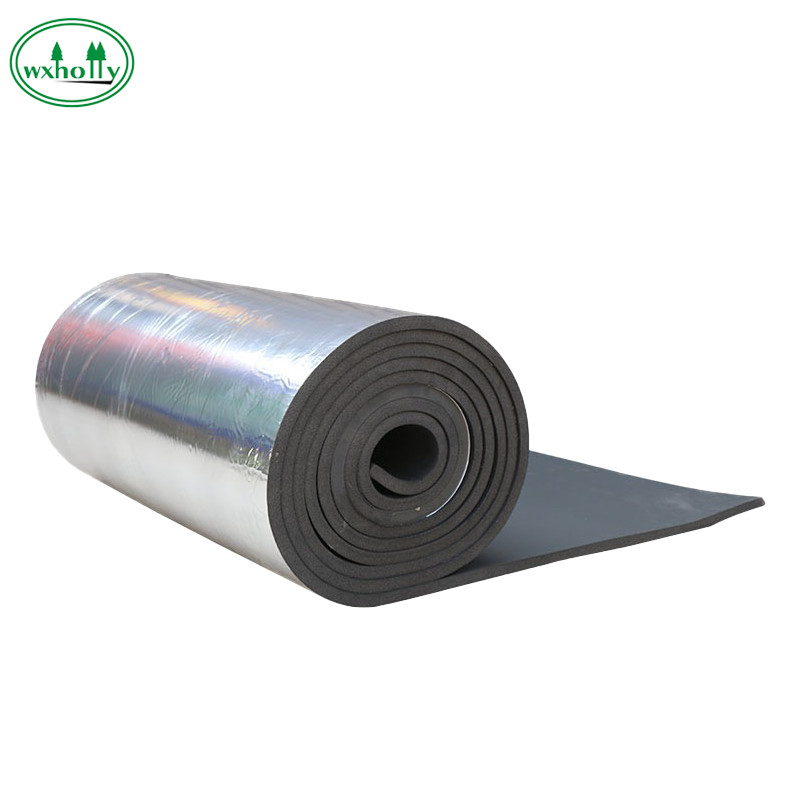 China Back Bonded 0.5mm Rubber Foam Insulation Roll Fireproof for sale