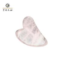 China Heart Shaped Scraping Massage Tool Rose Quartz Pink Jade Stone factory