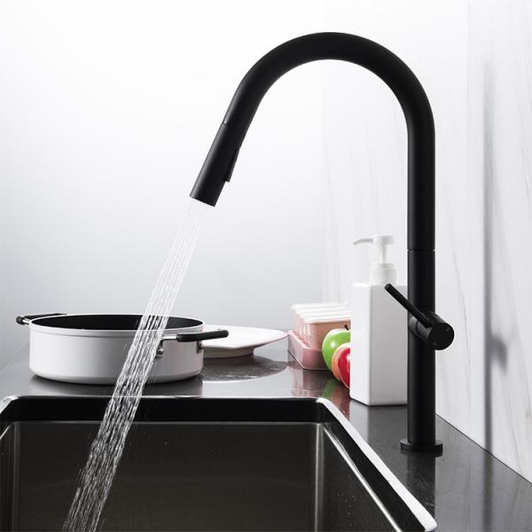 Quality SUS304 Single Handle Pull Down Sprayer Kitchen Faucet Chrome Nickel Finished for sale
