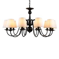 China Wrought iron ceiling chandelier lights Black Body Color with lampshade for home lamp (WH-CI-93) factory