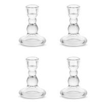 China Glass Candle Holders for Candlestick 4pcs Taper Candlestick Holders Bulk Clear Candle Sticks Holder factory
