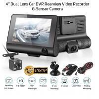 china Wide Angle 4inch Digital Car DVR Three Lens Dash Cam Black Box Video Recorder G