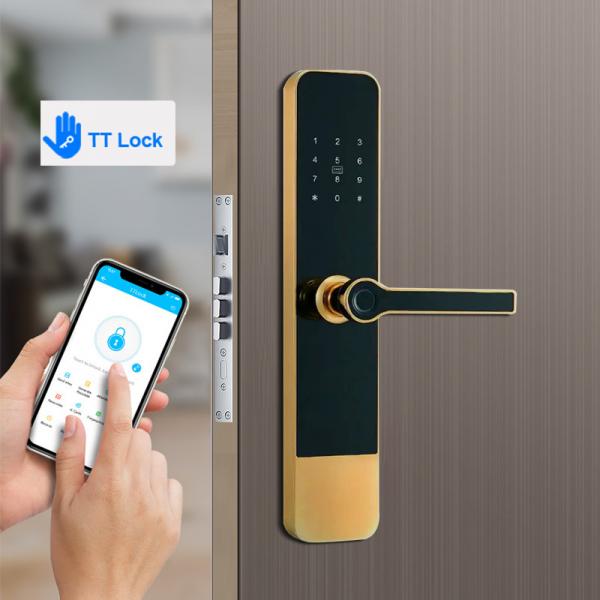 Quality Gold Smart TTLock Digital Door Lock Biometric Password Recognition Unlock For Office for sale