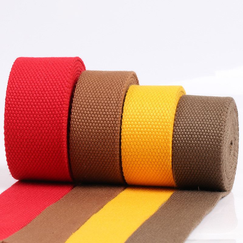 China Red Brown Polyester Cotton Ribbon Tape For Bags And Suitcases Handle factory
