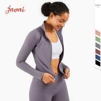 China Women Lulu Gym Long Sleeve Yoga Zip Jacket 210gsm High Neck Slim Fit for sale