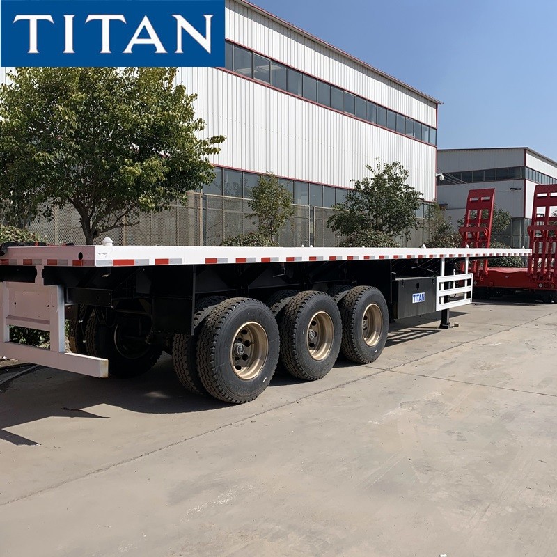 China Tri Axle 40ft Container High Bed Flatbed Logistics Semi Trailer factory