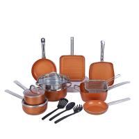 China Oven safe Orange Aluminum Cookware Set With Silicone Grip factory