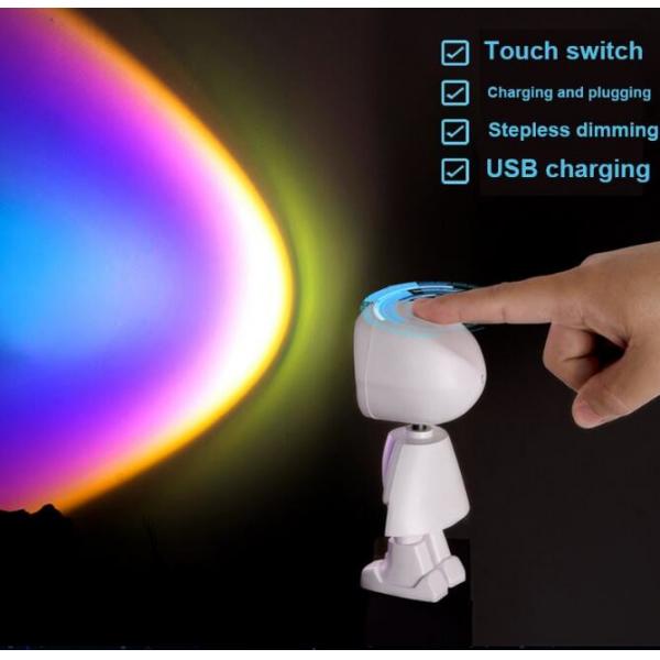 Quality USB Charging Robot Sunset Projection Light Living Room Wall Decor for sale