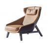 China Italy design furniture Leisure chair with ottoman in Armchair stool used Leather upholstered and Oak wood legs Chair factory