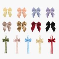 China Gold Pre Tied Satin Ribbon Bow With Elastic Loop Satin Ribbon For Gift Wrapping factory