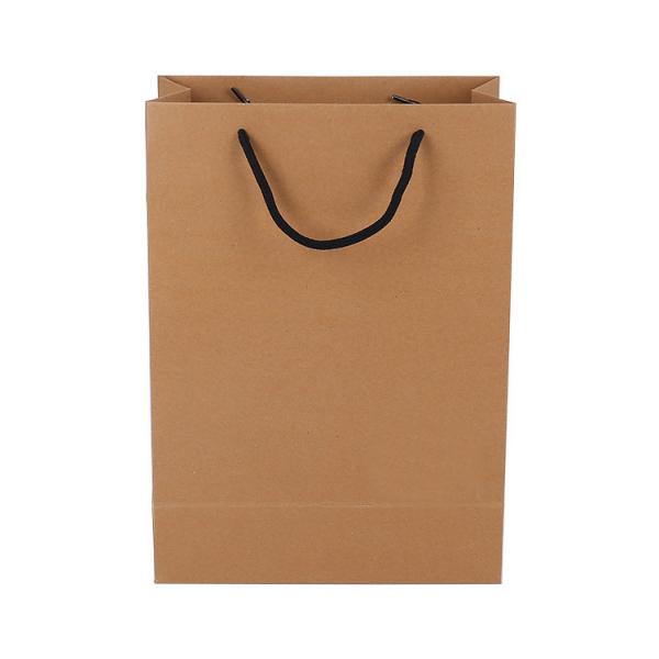 Quality Cotton Handle Custom Printed Brown Paper Bags Recyclable Water Soluble Feature for sale