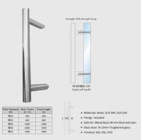 China wooden door handles brass / SUS entry door handles set Dia. 32mm tub L600-L1800 W-DH604 glass door handle factory