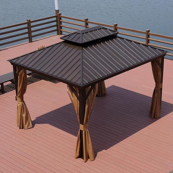 Quality 10x10ft Outdoor Hardtop Gazebo Polycarbonate Double-Roof Canopy  Aluminum Gazebo for sale