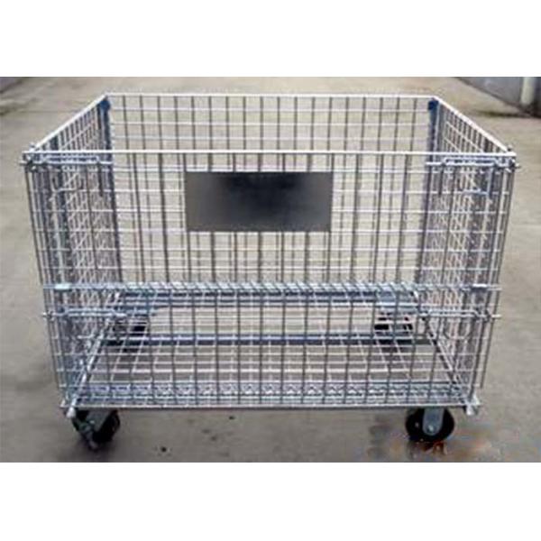 Quality Stacking Folding Steel Wire Container , Industrial Wire Container Storage Cages for sale