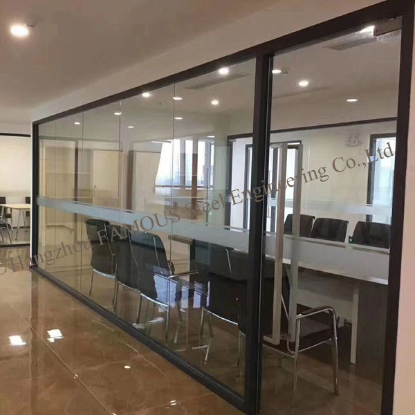 Quality 48'' Office Internal Glass Partition Walls , ISO 3834 Aluminium Glazed Partition for sale