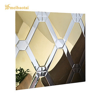 Quality 8ft Embossed Stainless Steel Sheet , Stamped Rhombus Ss Gold Mirror Sheet for sale
