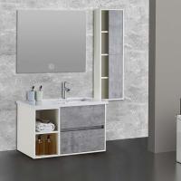 china Plywood Material 80cm Bathroom Cabinet With Led Mirror And Side Cabinet