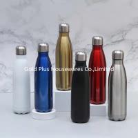 China Eco-friendly keep cold stainless steel powder coated water bottle 22oz cola shaped vacuum insulated sports water bottle factory