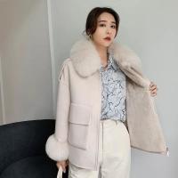China Korean Style Fox Fur Coat Fall Winter Short Women Genuine Wool Coat factory