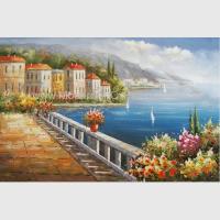 China European Mediterranean Oil Painting , Handmade Canvas Flower Garden Oil Painting factory