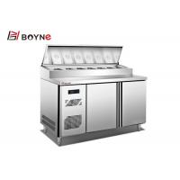 China Stainless Steel Embraco Compressor Two Door Pizza Preparation Refrigerator For Bakery Shop factory