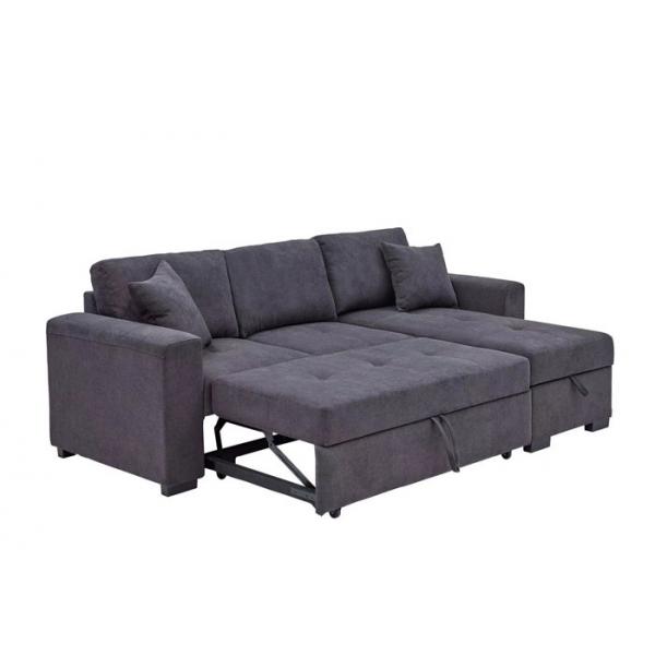 Quality Fabric Pull Out Sofa Bed Chaise Multi Functional Couch Bed With Storage for sale