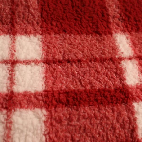 Quality Grid Pattern Printed Red Velveteen Fabric 250gsm For Bathrobe for sale