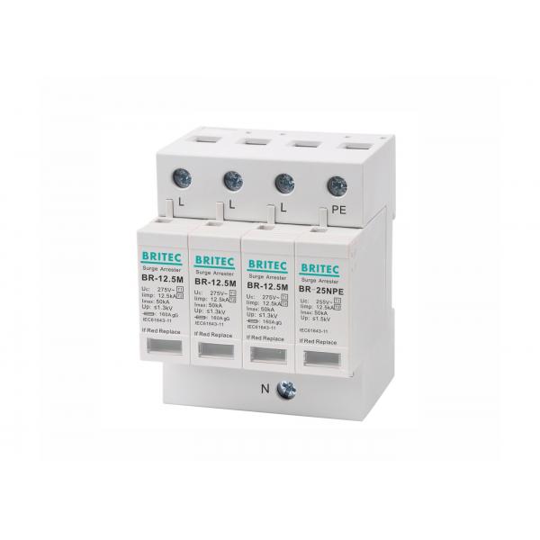 Quality Compact Class B + C Three Phase Electrical Surge Arrester SPDs 12.5kA 3P + NPE for sale