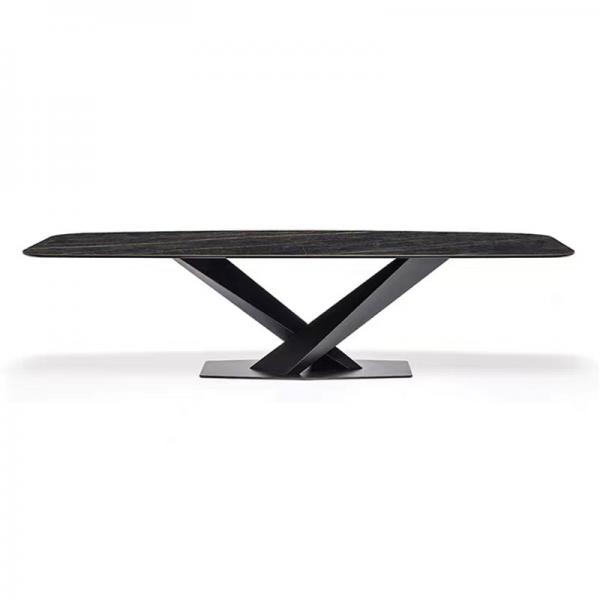 Quality Fusion X Base Marble Dining Table With Stainless Steel Legs Ceramic for sale