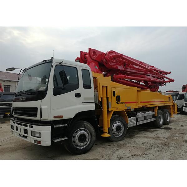 Quality 46m 287kw Putzmeister Used Cement Truck Heavy Duty Red And Orange for sale