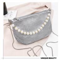 China New pearl handle imitation full diamond handbag shoulder bag Cross-border explosive party dinner bag fashion shoulder factory