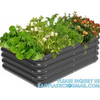 China Planter Boxs, Garden Boxes, Galvanized Steel Raised Garden Bed Kit Planter Raised Box With Safety Rubber Edging Strip factory