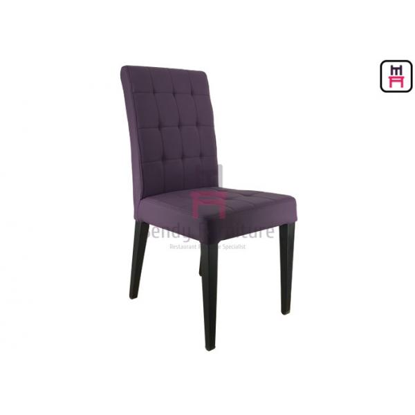 Quality Purple Upholstered Leather Metal Kitchen Chairs With Square Pattern Stitching for sale