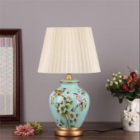 China Vintage Retro Country Chinese Porcelain Ceramic Fabric E27 Dimmer Table porcelain lamp(WH-MTB-107) factory