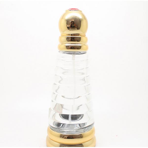 Quality Lightweight Refillable Glass Perfume Bottle , Golden And Clear Glass Perfume for sale